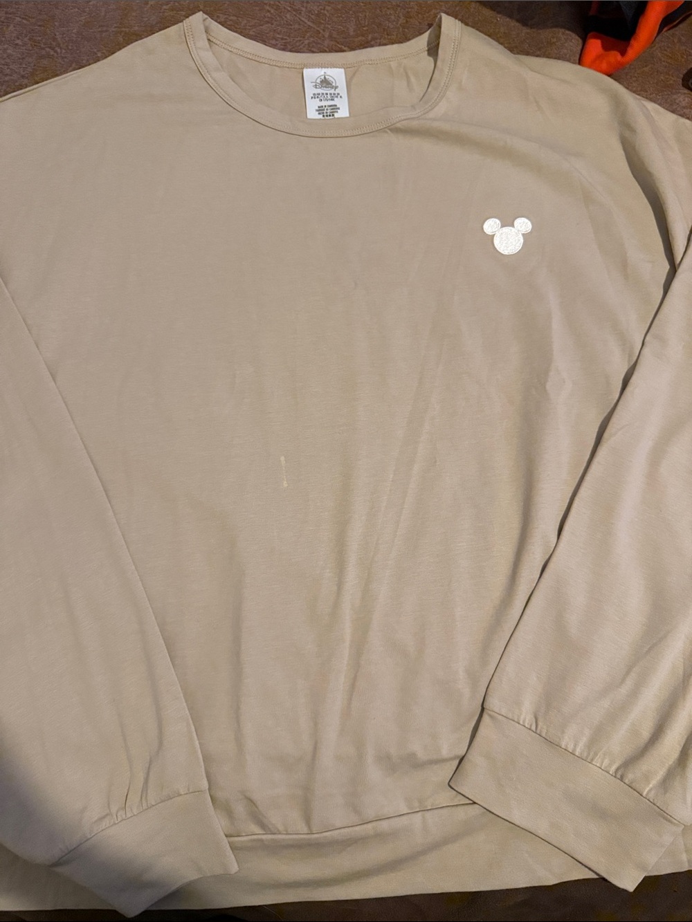 3XL Disney Beige Crewneck Sweatshirt with White Mickey Head- small flaw